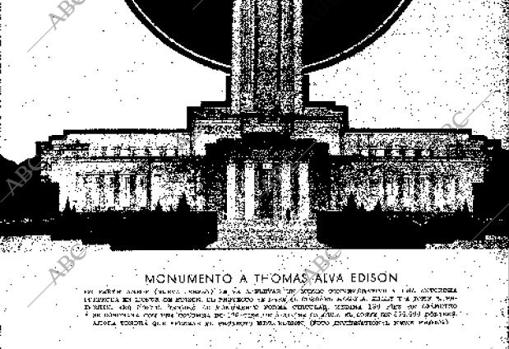 Page about the monument that was erected to Edison months after his death